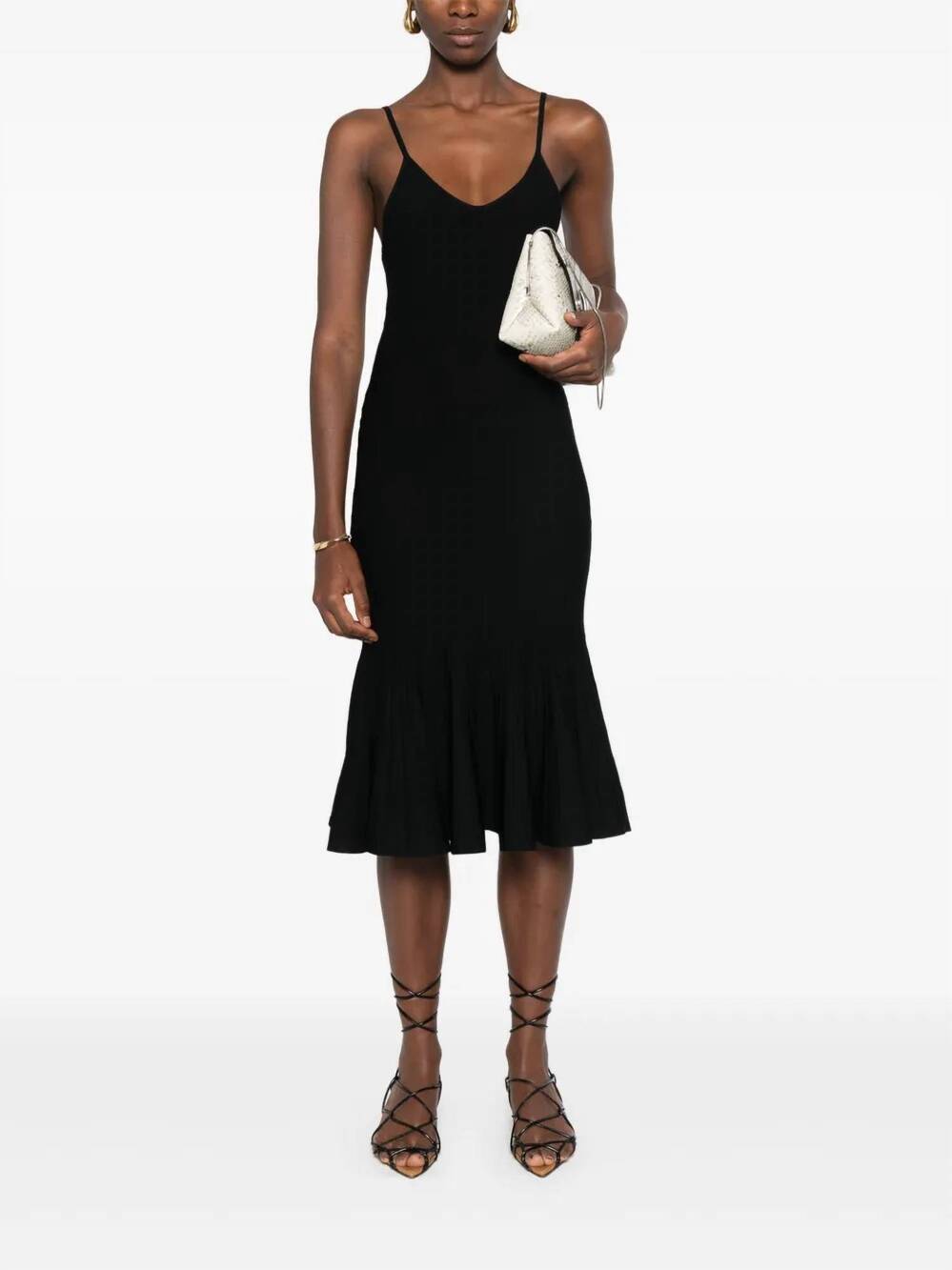 NEW KHAITE queen v-neck dress in black